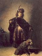 Rembrandt Peale Self portrait in oriental attire with poodle oil painting artist